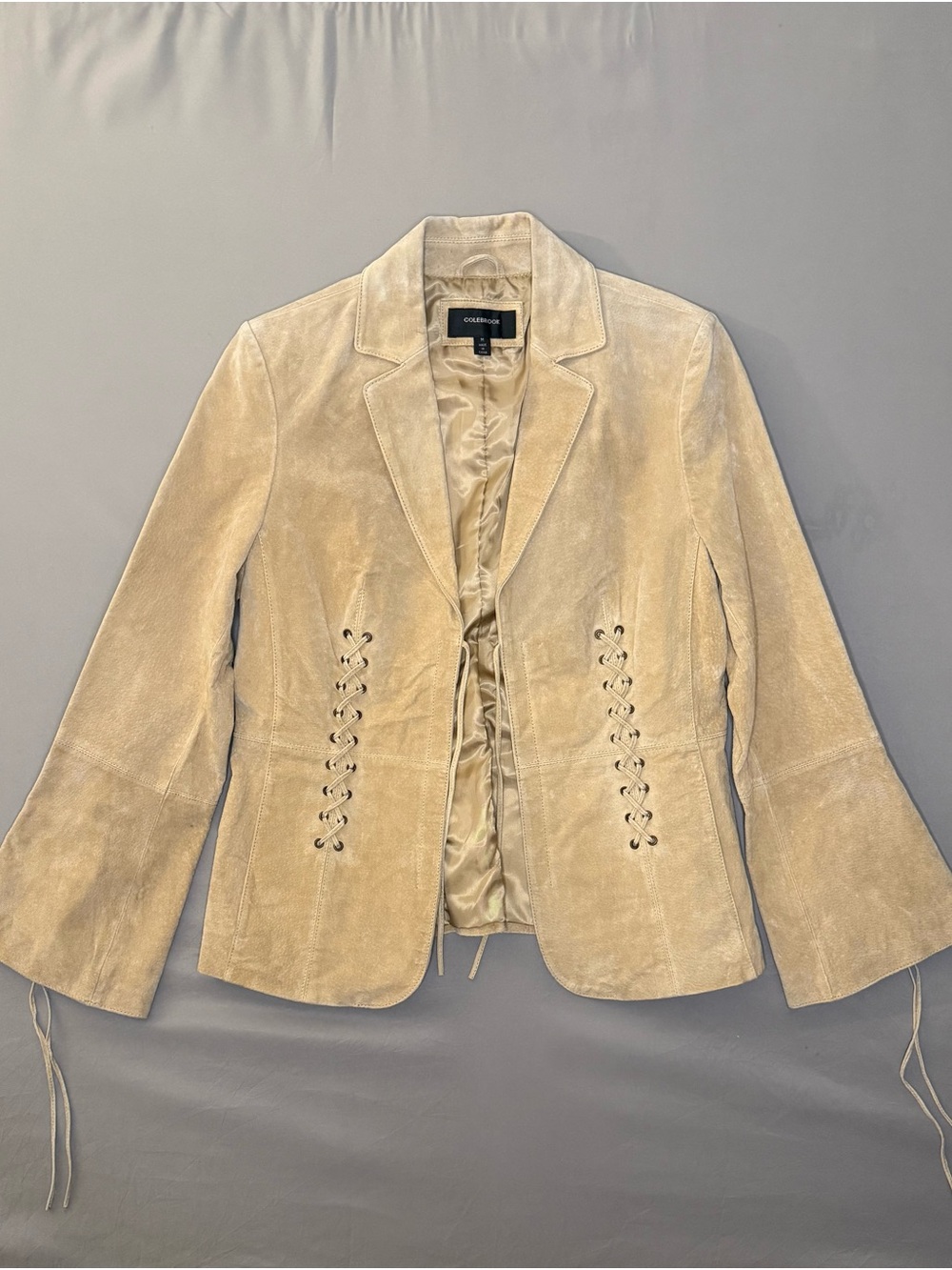 Vintage Colebrook Genuine Suede Lace up Detail Blazer Jacket